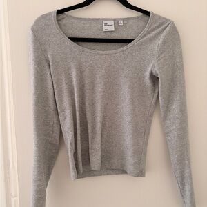 Aritzia TNA homestretch scoop neck Gray Long Sleeve Top
